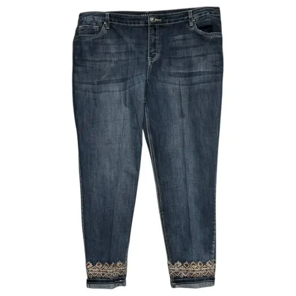 Baccini Embroidered Cropped Denim Jeans High Rise 18W - Picture 1 of 4